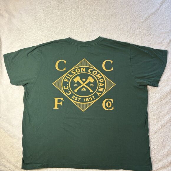 Filson Men's T-Shirt Lumberjack Graphic Print Green XL Crew Neck Made In USA - Picture 3 of 6